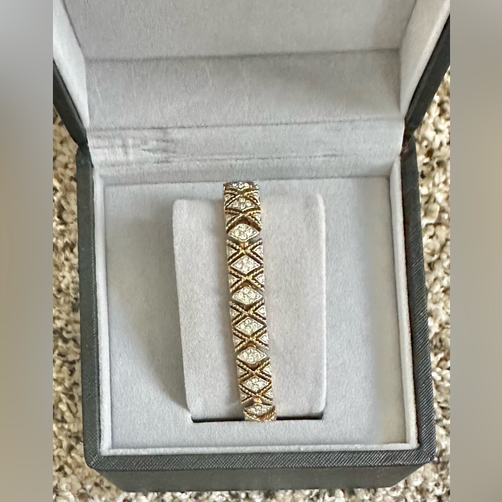 18k Vintage 80s Gold Diamond Bracelet